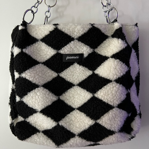 Handbags - sherpa checkered tote bag